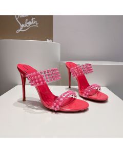 Christian Louboutin Spike Only 105mm PVC and Patent Leather Sandals Rose