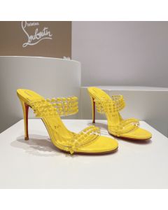 Christian Louboutin Spike Only 105mm PVC and Patent Leather Sandals Yellow