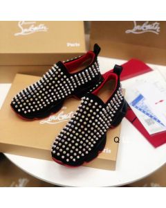 Christian Louboutin Spike Sock Sneakers Neoprene Black Multicolor Spikes