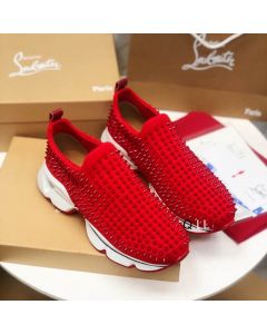 Christian Louboutin Spike Sock Sneakers Neoprene Red