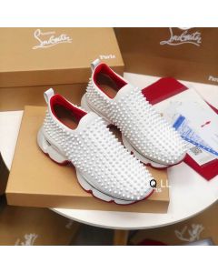 Christian Louboutin Spike Sock Sneakers Neoprene White