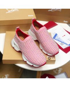 Christian Louboutin Spike Sock Women Sneakers Neoprene Pink