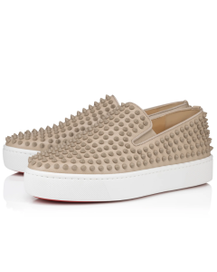 Christian Louboutin Spikeboat Sneaker Alpin Leather Beige