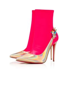 Christian Louboutin Spikita Booty Jessie Joli 100 mm Ab/rose Fluo Patent