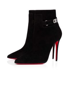 Christian Louboutin Spikita Booty Lock So Kate 100 mm Black Suede Calfskin