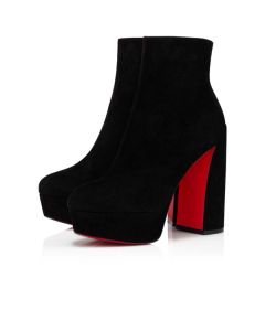 Christian Louboutin Spikita Booty Movida 130 mm Black Black Suede Calfskin Shoes