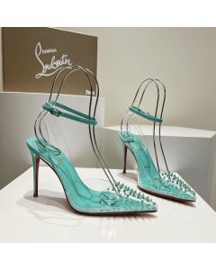 Christian Louboutin Spikoo 100mm Pumps PVC And Leather Mint