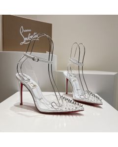 Christian Louboutin Spikoo 100mm Pumps PVC And Leather White