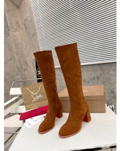 Christian Louboutin Stretchadoxa Botta Alta 70MM Boots Veau Velours Brown