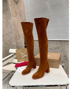 Christian Louboutin Stretchadoxa Botta Alta 70MM Thighboots Veau Velours Brown