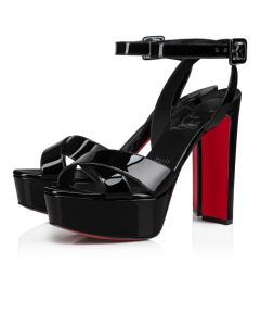 Christian Louboutin Supramariza 130 Mm Strappy Sandals Patent Calf Leather Black