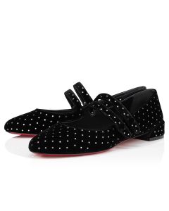 Christian Louboutin Sweet Jane Plum Strass Ballerinas Velvet Black