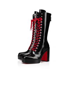 Christian Louboutin Tall Boot Stage Lace 110 mm Black Leather