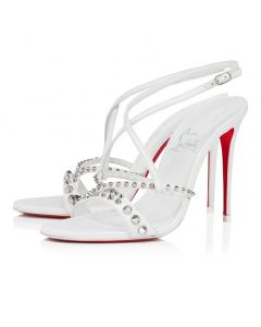 Christian Louboutin Tatooshka Spikes 100 Mm Strappy Sandals Kid Leather And Spikes Bianco