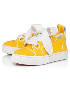 Christian Louboutin Toy Toy Sneakers Sponge Cotton And Patent Calf Leather Pollen