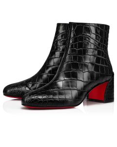 Christian Louboutin Turela Ankle Boot 55mm Alligator Embossed Calfskin Black