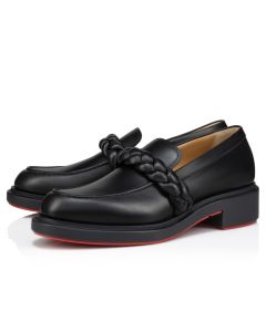 Christian Louboutin Urbino Moc Braid Loafers Braided Calf Leather Black