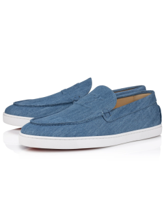 Christian Louboutin Varsiboat Boat Shoes Cotton Fabric Blue