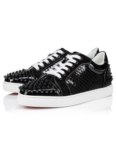 Christian Louboutin Vieira 2 Sneakers Embossed  Patent Calf Leather Birdy Black