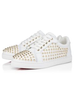 Christian Louboutin Vieira Night Spikes Sneakers Men Calf and Nappa Leather White