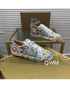 Christian Louboutin Vieira Orlato Sneakers Satin Graphic Printed Multicolor