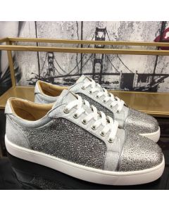 Christian Louboutin Vieira Strass Sneakers Crystal-embellished Silver