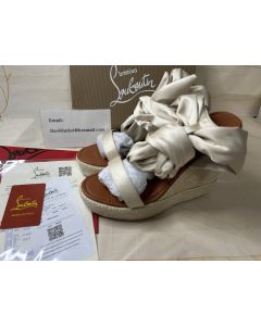 Christian Louboutin Wedge Monica du Désert 110 mm Craie/naturel Cotton