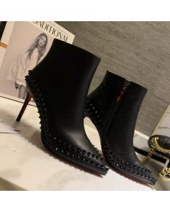 Christian Louboutin Willetta Ankle Boots 100mm Calfskin with Spikes Black