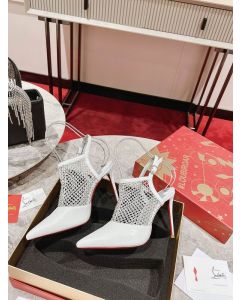 Christian Louboutin Plougesta Pump Strass Fishnet in 100 mm Heel Height-White