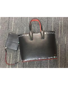 Christian Louboutin Cabata Black/Black Graffiti Calf Tote Bag