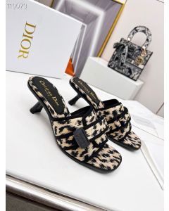 Dio(r)evolution Heeled Slide Leopard Quilted Cannage Calfskin