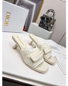 Dio(r)evolution Heeled Slide White Quilted Cannage Calfskin