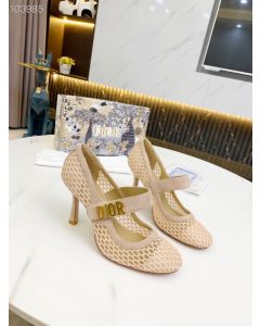 Dior Baby-D Suede Nude Mesh Cap Toe 75mm Pumps