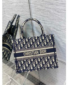 Dior Book Tote Blue Dior Oblique Embroidery