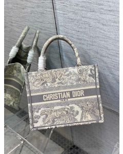 Dior Book Tote Gray Toile de Jouy Embroidery