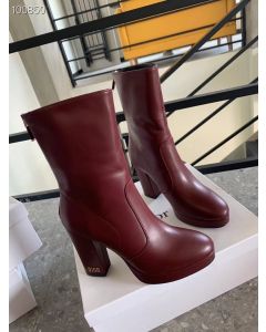 Dior Burgundy Ankle Boot Calfskin Dior Logo