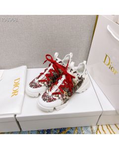 Dior D-connect Sneakers Technical Fabric White Red Flower Motif