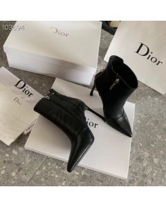 Dior D-Fame Heeled Ankle Boot Black Calfskin 80mm