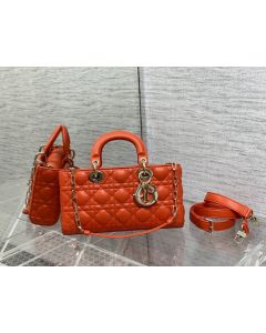 Dior D-Joy Handbag Scarlet Red Cannage Lambskin