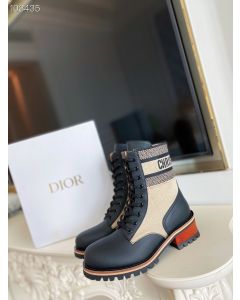 Dior D-Major Ankle Boot Beige Technical Fabric Calf Leather