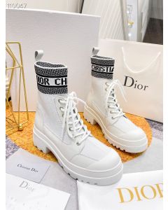 Dior D-Major Ankle Boot Fabric Calfskin White