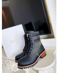 Dior D-Major Ankle Boot Taupe Technical Fabric Calf Leather