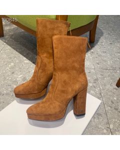 Dior D-Rise Suede Boots Brown 100mm