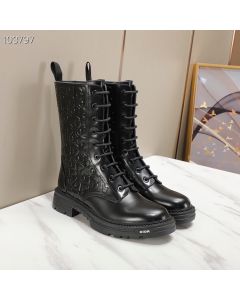 Dior Explorer Ankle Boot Dior Oblique Embossed Black Calfskin