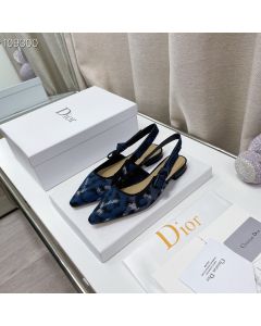 Dior J'Adior Slingback Flats Blue 