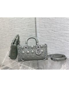 Dior Lady D-Joy Bag Gray Cannage Calfskin Diamond Motif