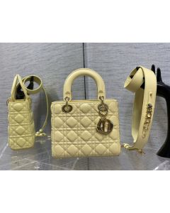 Dior Lady Dior Bag 20CM Yellow Cannage Lambskin