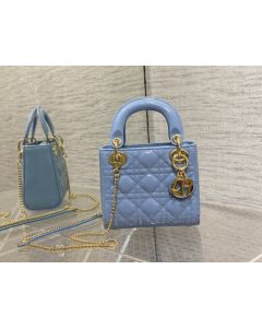 Dior Lady Dior 17CM Horizon Blue Cannage Lambskin