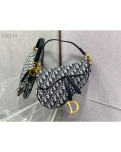 Dior Saddle Bag Blue Dior Oblique Jacquard Medium 25.5CM