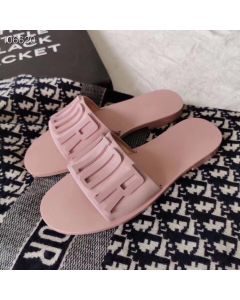 Dior Pink Leather Logo Flat Sandals